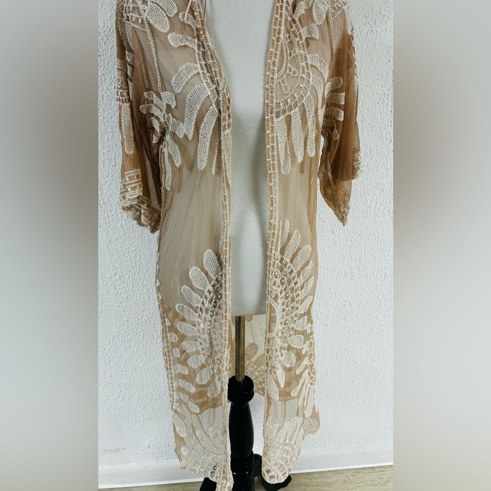 Rebellion Again  Open Front Lace Crochet Lace Boho Fairy Duster Kimono Size M - Picture 8 of 8